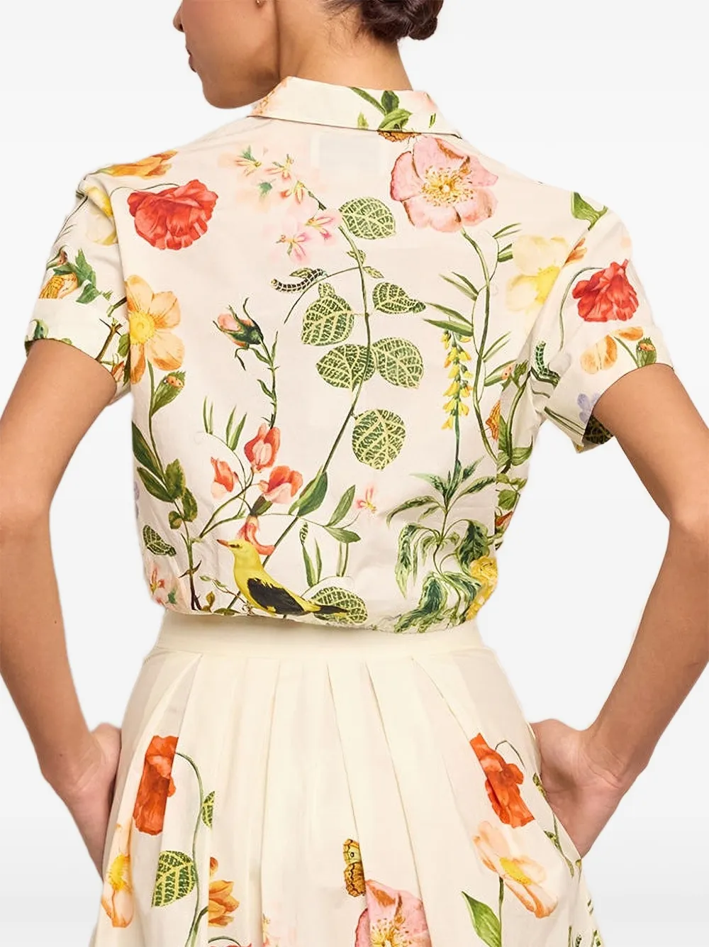  Cara Cara Floral-print Tie-front Shirt - Neutrals 