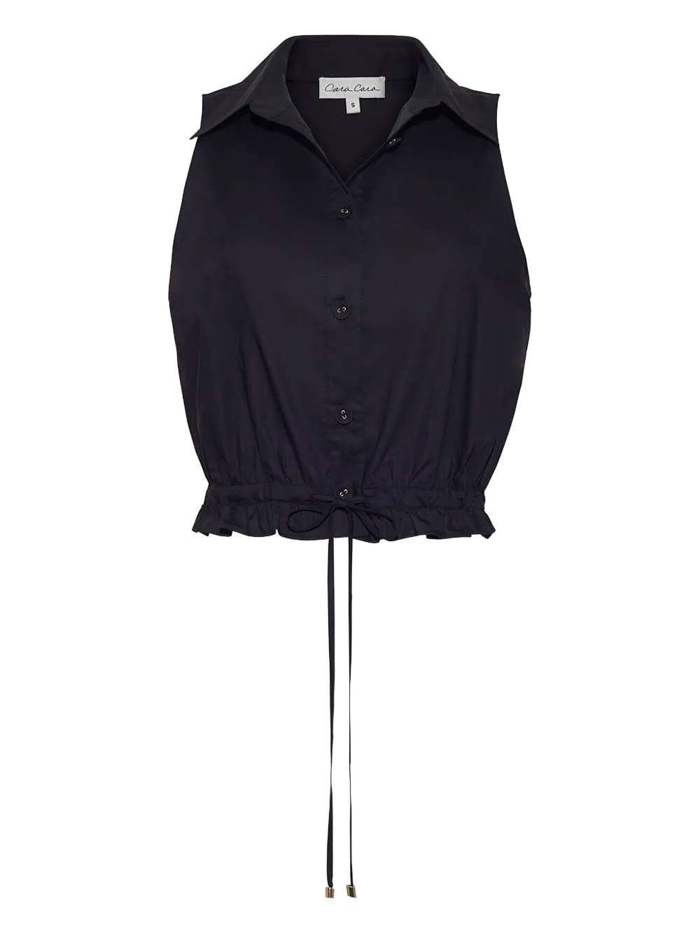 Cara Cara Top con colletto button-down - Nero