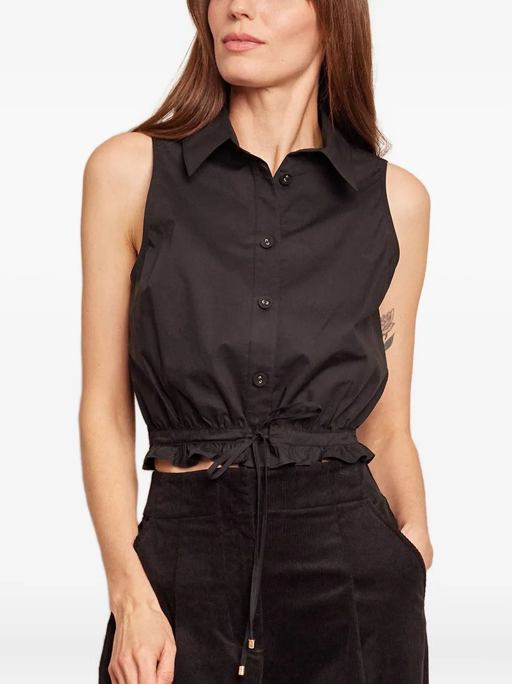  Cara Cara Collared Button-down Top - Black 