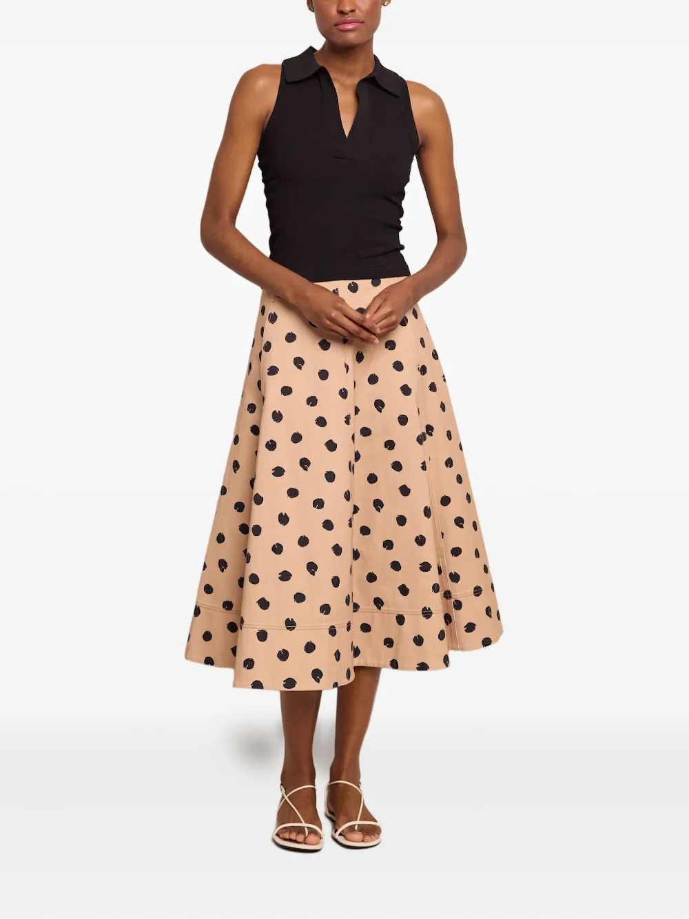  Cara Cara Aisha Polka Dot-print Midi Skirt - Neutrals 