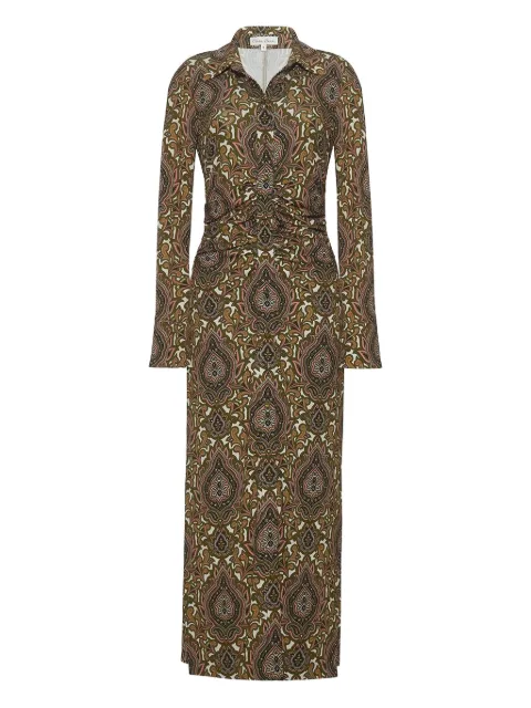 Cara Cara paisley-print gathered midi day dress