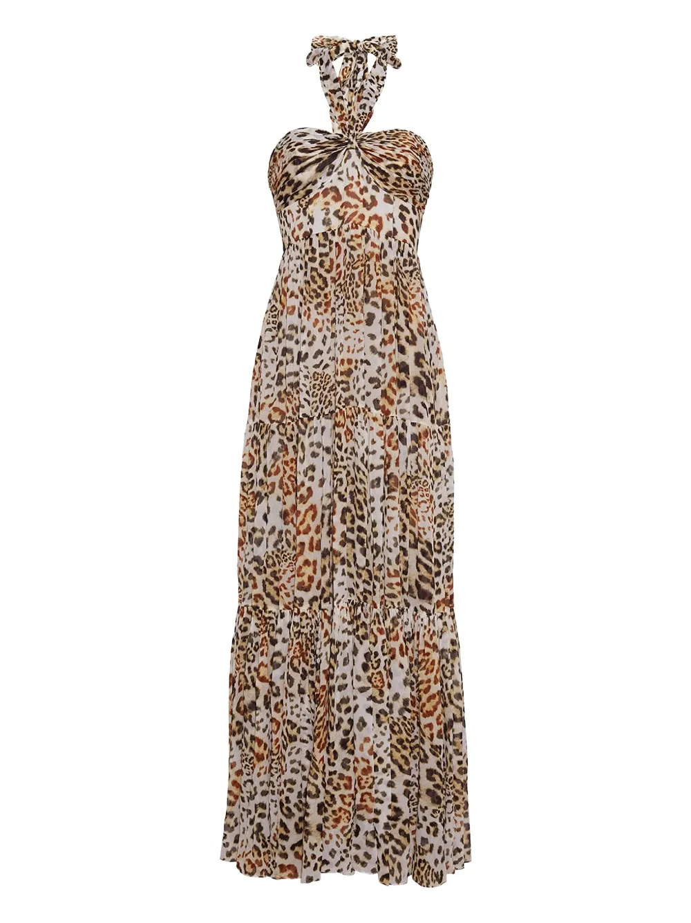 Cara Cara Piana Leopard-print Silk-chiffon Halterneck Maxi Dress In Animal Print