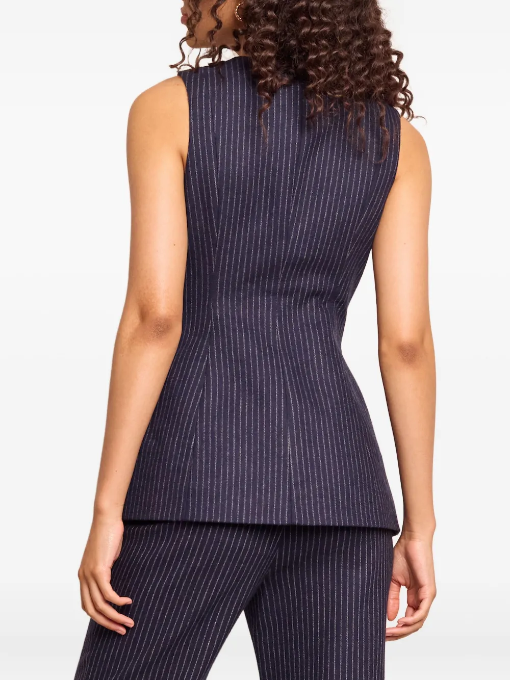 Cara Cara Wes Pinstriped Brushed Wool-blend Vest In Blue