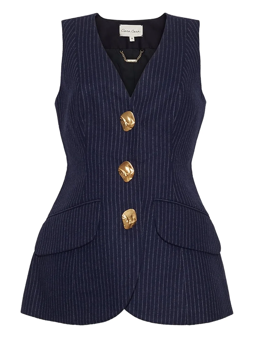 Cara Cara Wes Pinstriped Brushed Wool-blend Vest In Blue