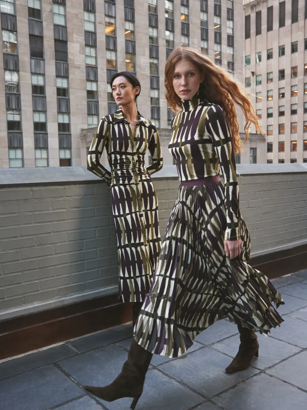 Cara Cara Abstract-print Midi Dress In Multi