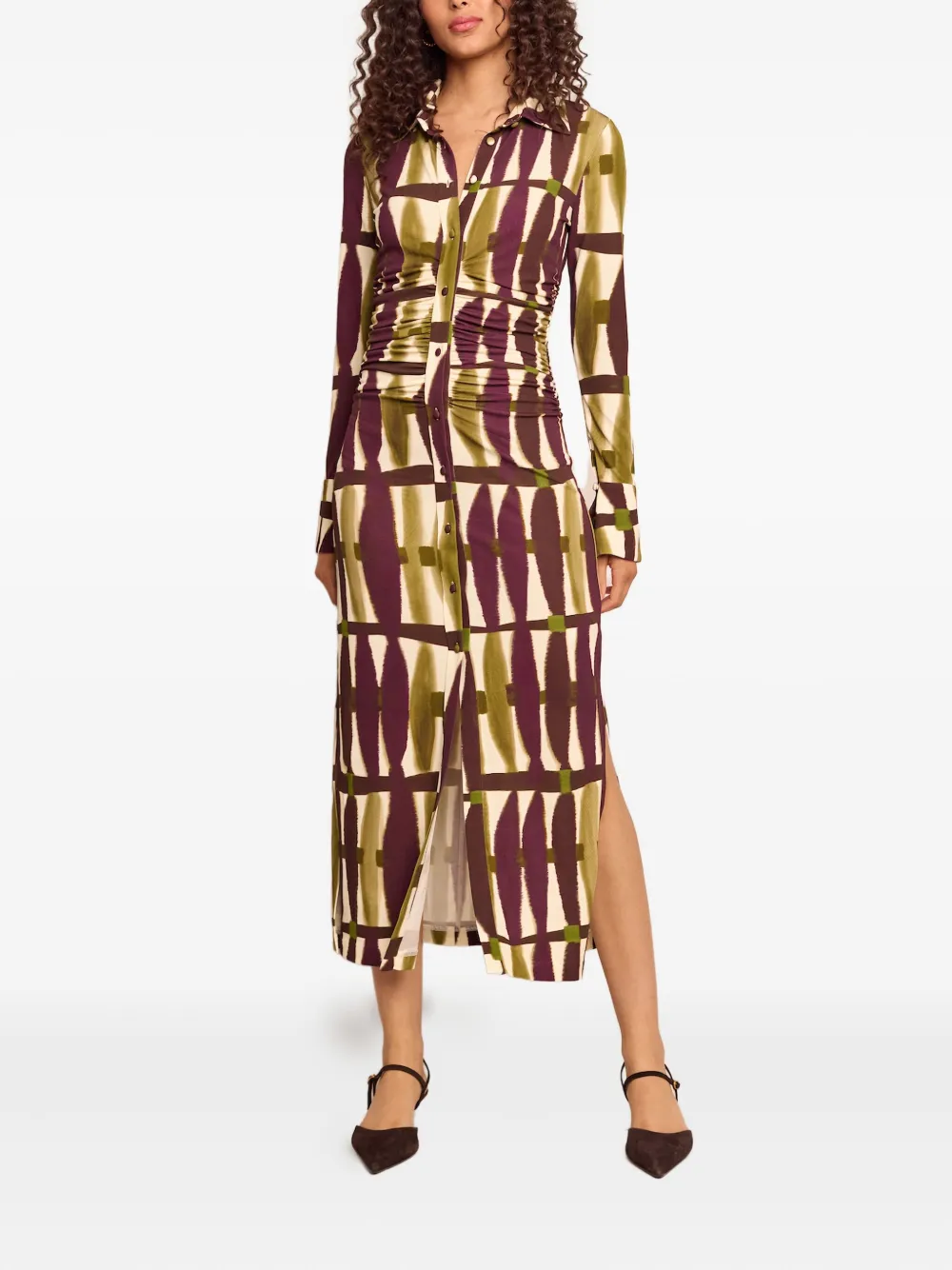 Cara Cara Abstract-print Midi Dress In Multi