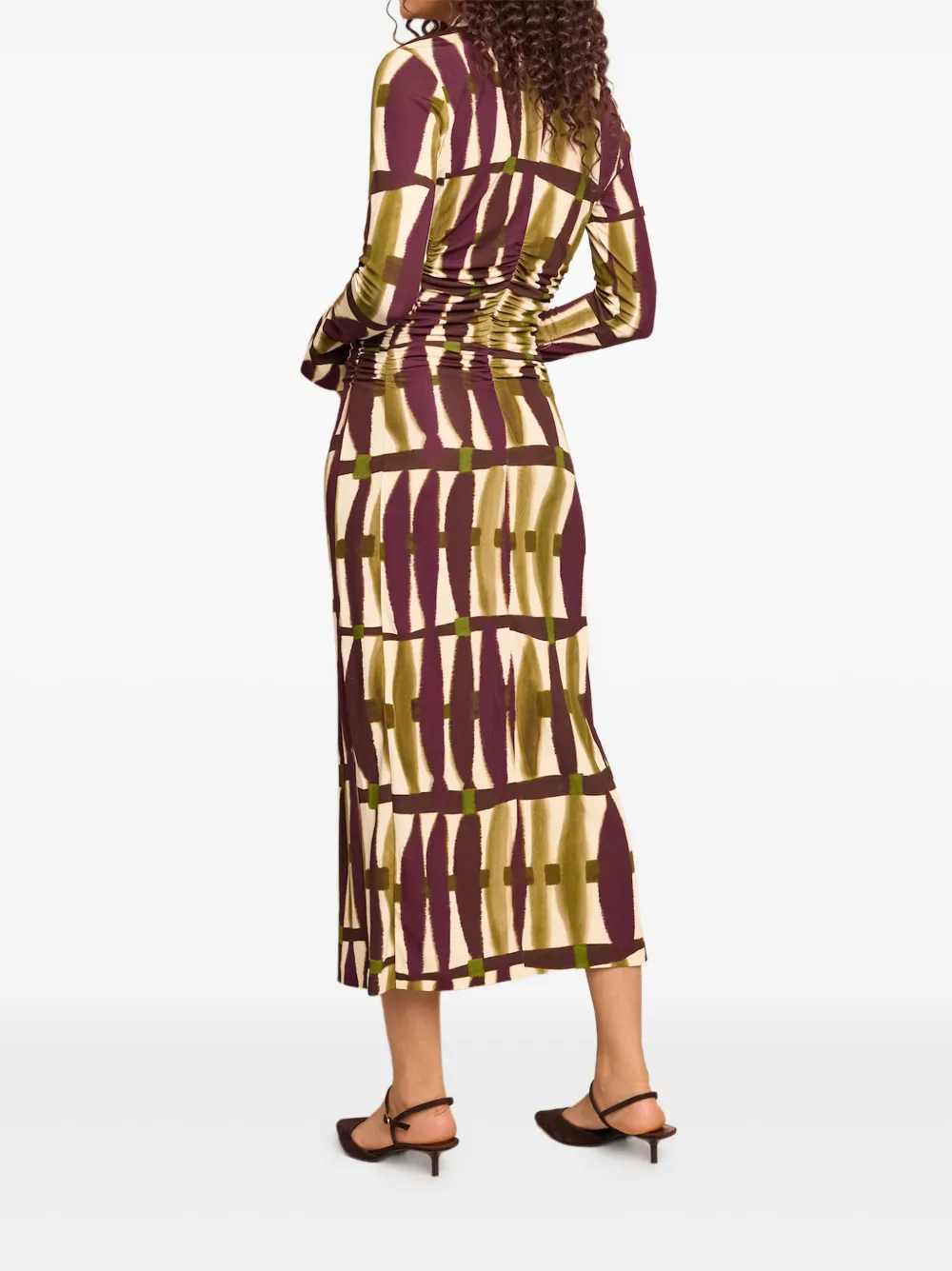 Cara Cara Abstract-print Midi Dress In Multi