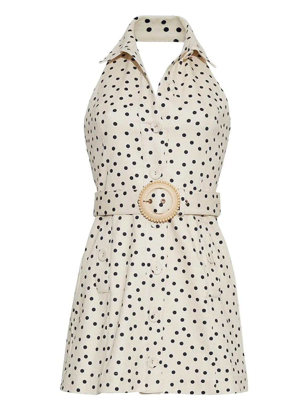 Cara Cara Parker polka-dot belted mini dress - Bianco
