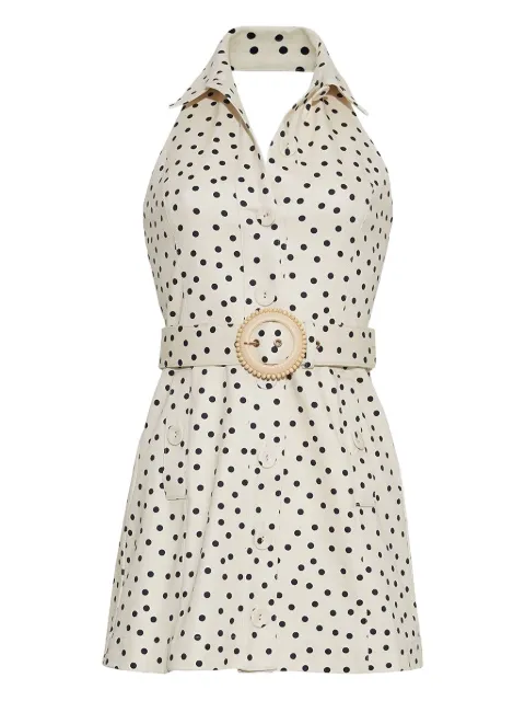 Cara Cara Parker polka-dot belted mini dress