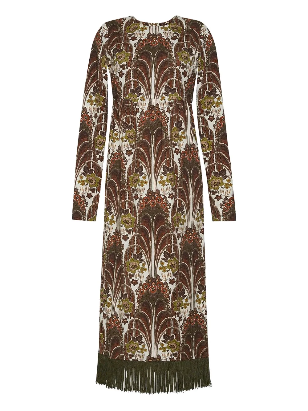 Cara Cara Abito midi con frange - Marrone