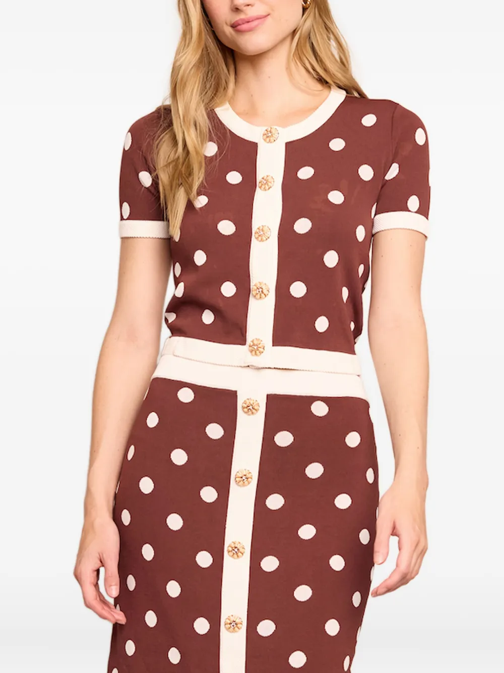 Polka-Dot Buttoned Cardigan