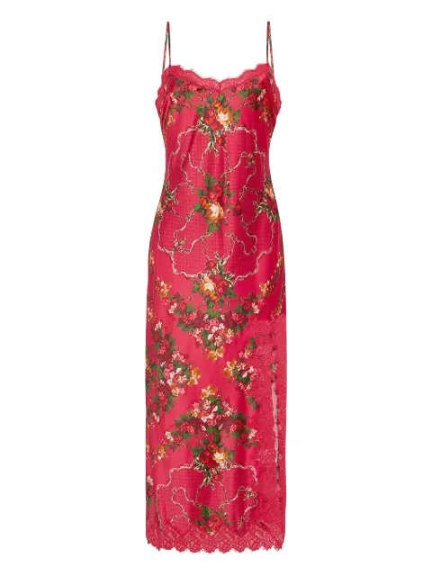 Cara Cara slip dress con ribete de encaje floral