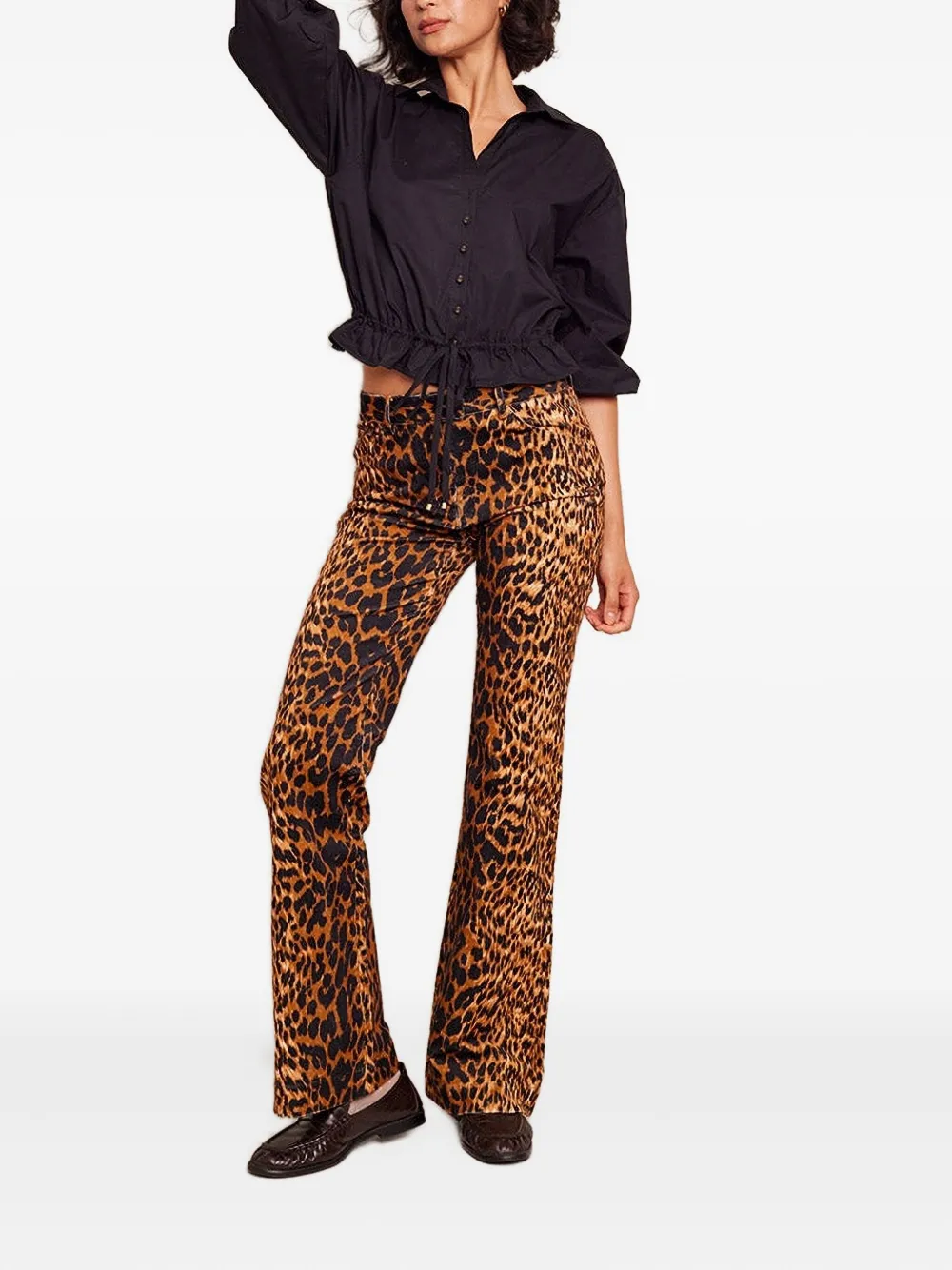 Cara Cara Alfie Flared Trousers In Animal Print