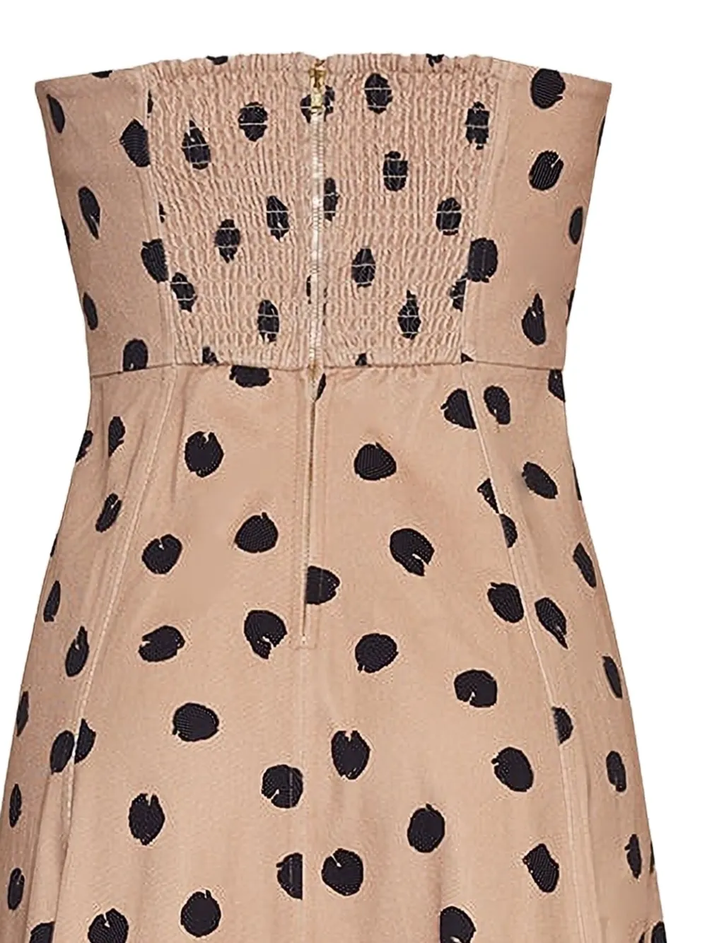 Spots-Print Strapless Midi Day Dress
