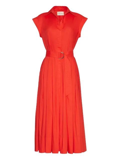 Cara Cara belted pleated midi day dress