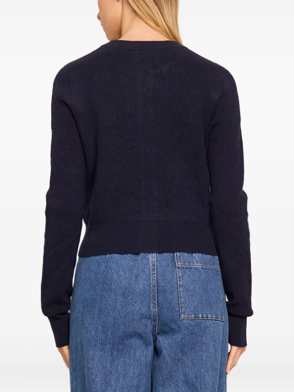Cara Vest met bloemknopen van kasjmier-wolblend Blauw