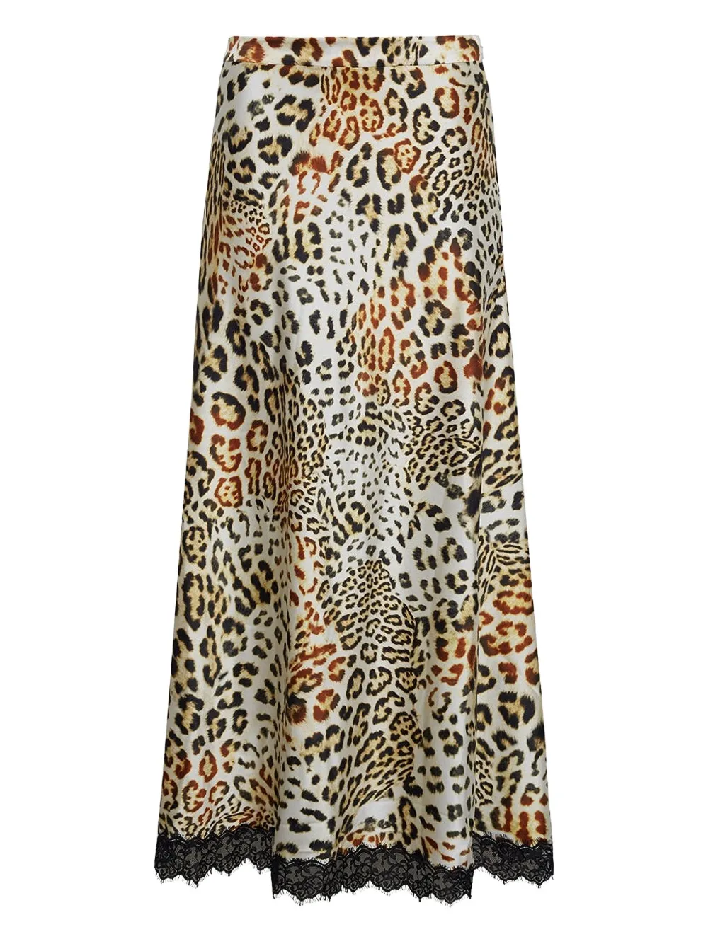 Cara Cara Kaia Leopard-print Lace-trimmed Skirt In Neutral