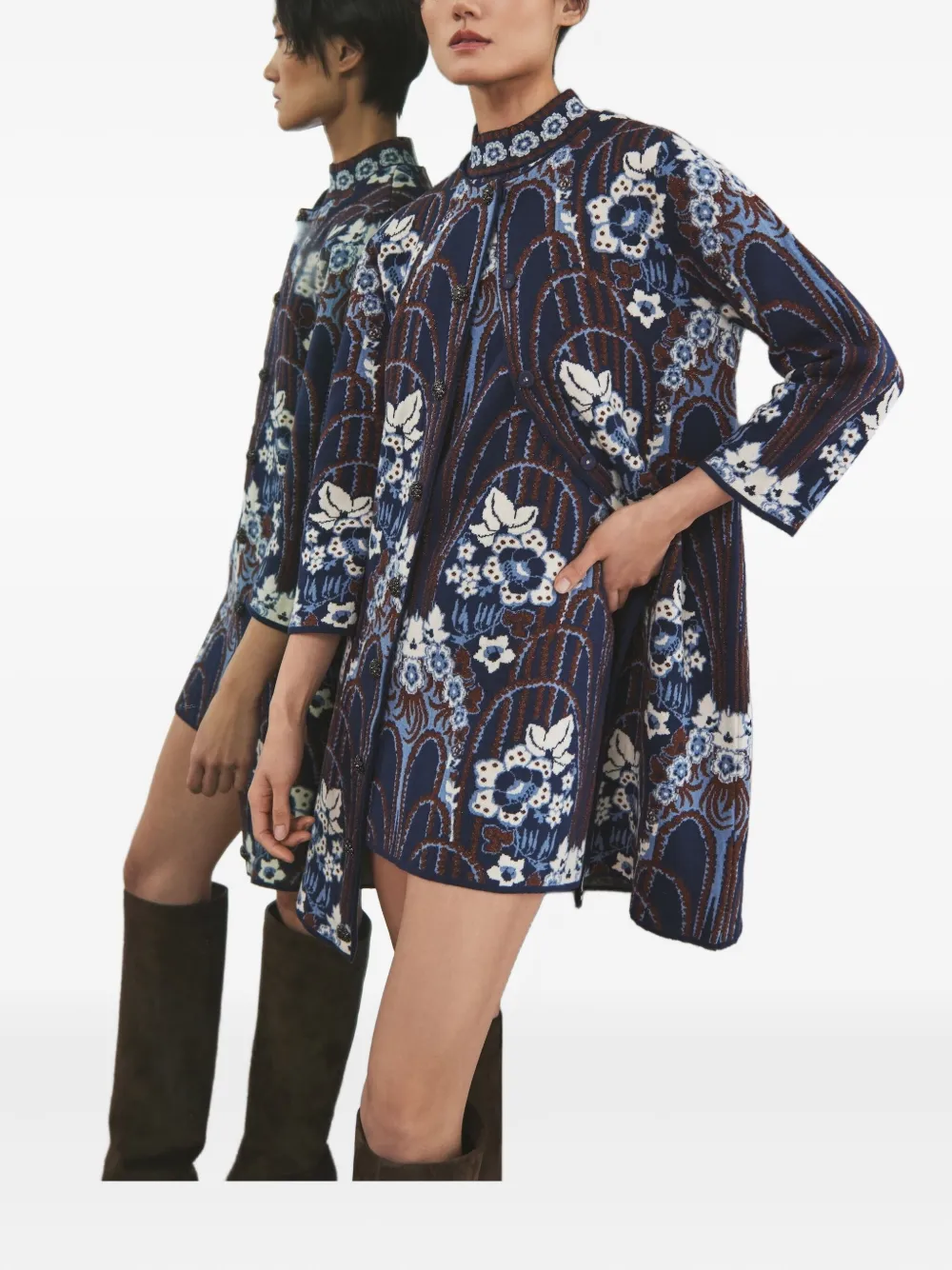 Cara Cara Vicky Floral-intarsia Cardigan In Multi