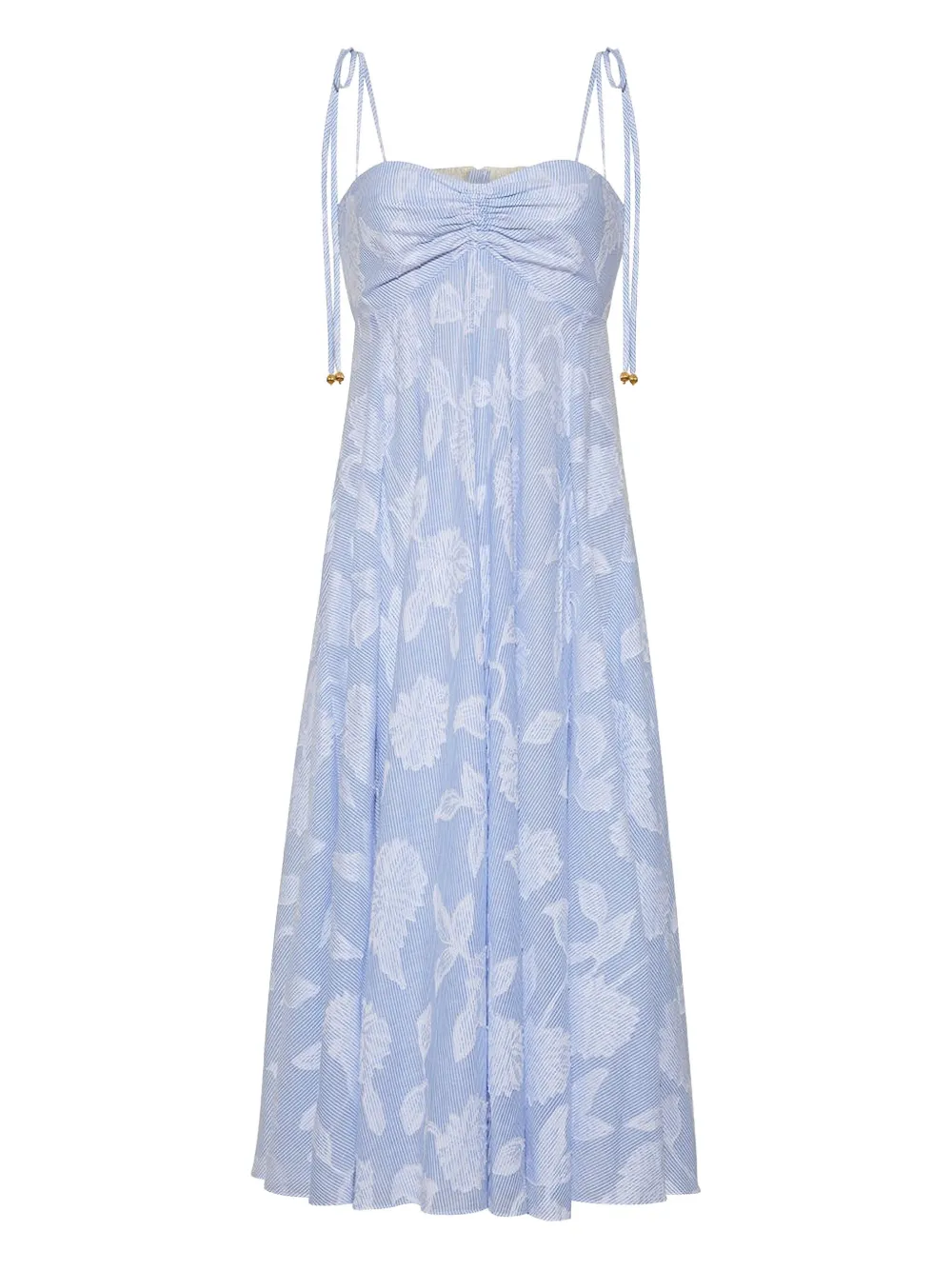 Cara Cara Sunray Floral-print Tie-strap Dress In Blue