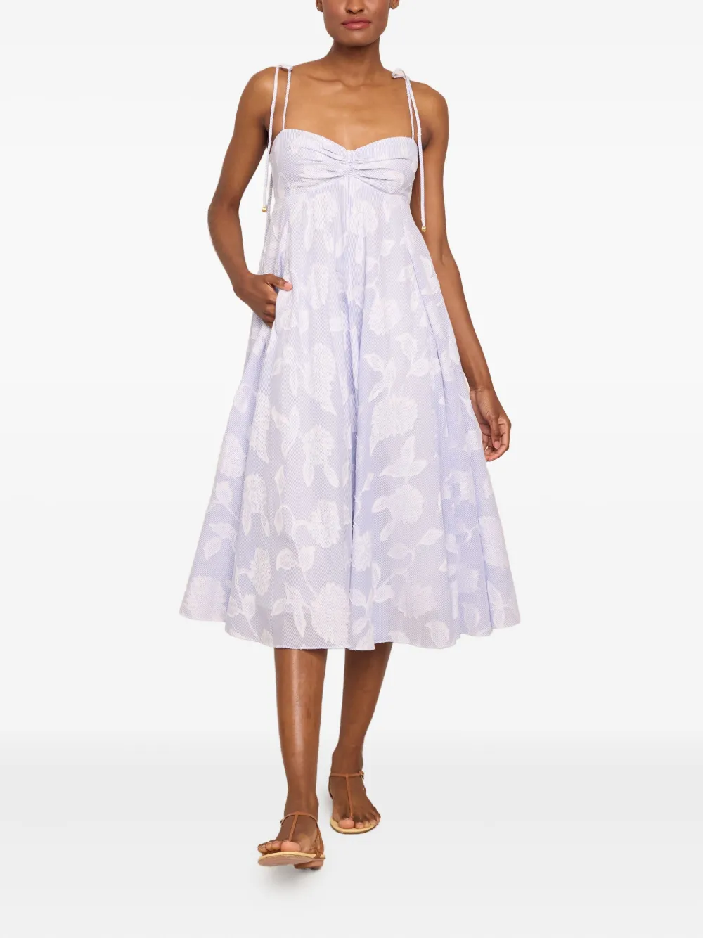 Sunray Floral-Print Tie-Strap Dress