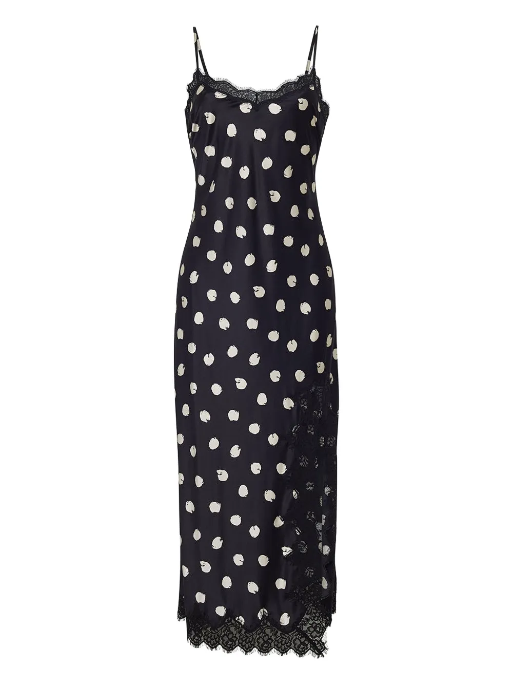 Cara Cara Granada Polka-dot Lace-trimmed Dress In Black