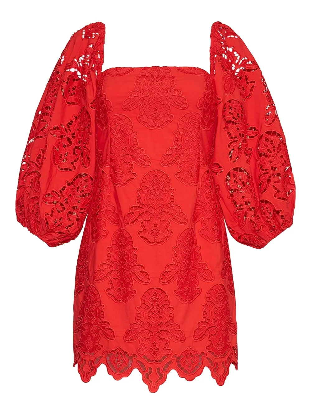 Cara Cara Montauk Puff-sleeve Mini Dress In Red