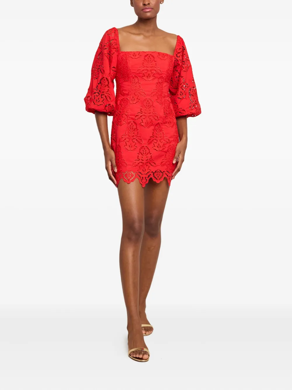 Cara Montauk mini-jurk met pofmouwen Rood