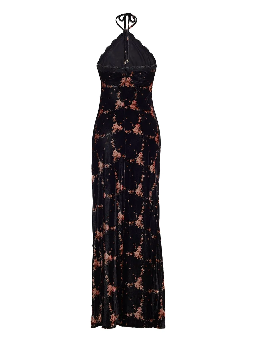 Cara Cara June maxi-jurk met bloemenkant en halternek - Zwart