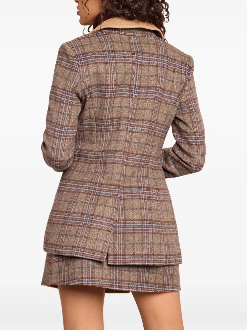 Cara Ross geruite wollen blazer Grijs