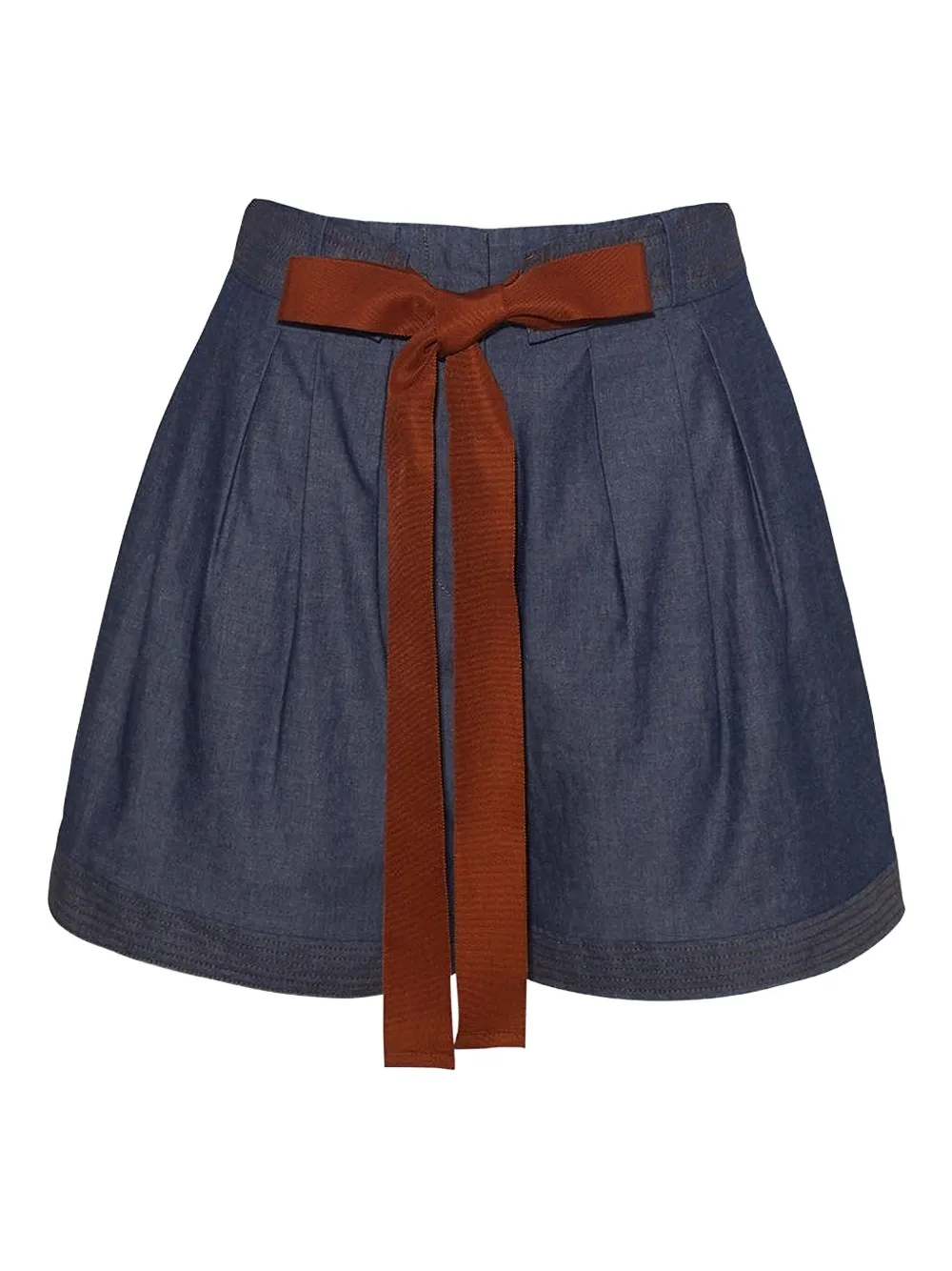 Cara Cara Zayna Pleated Bow Shorts In Blue