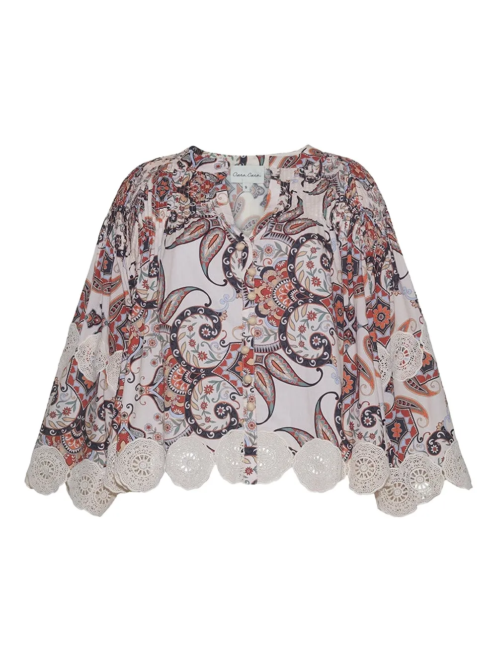 Cara Cara Emma Paisley-print Lace-trimmed Top In Pattern