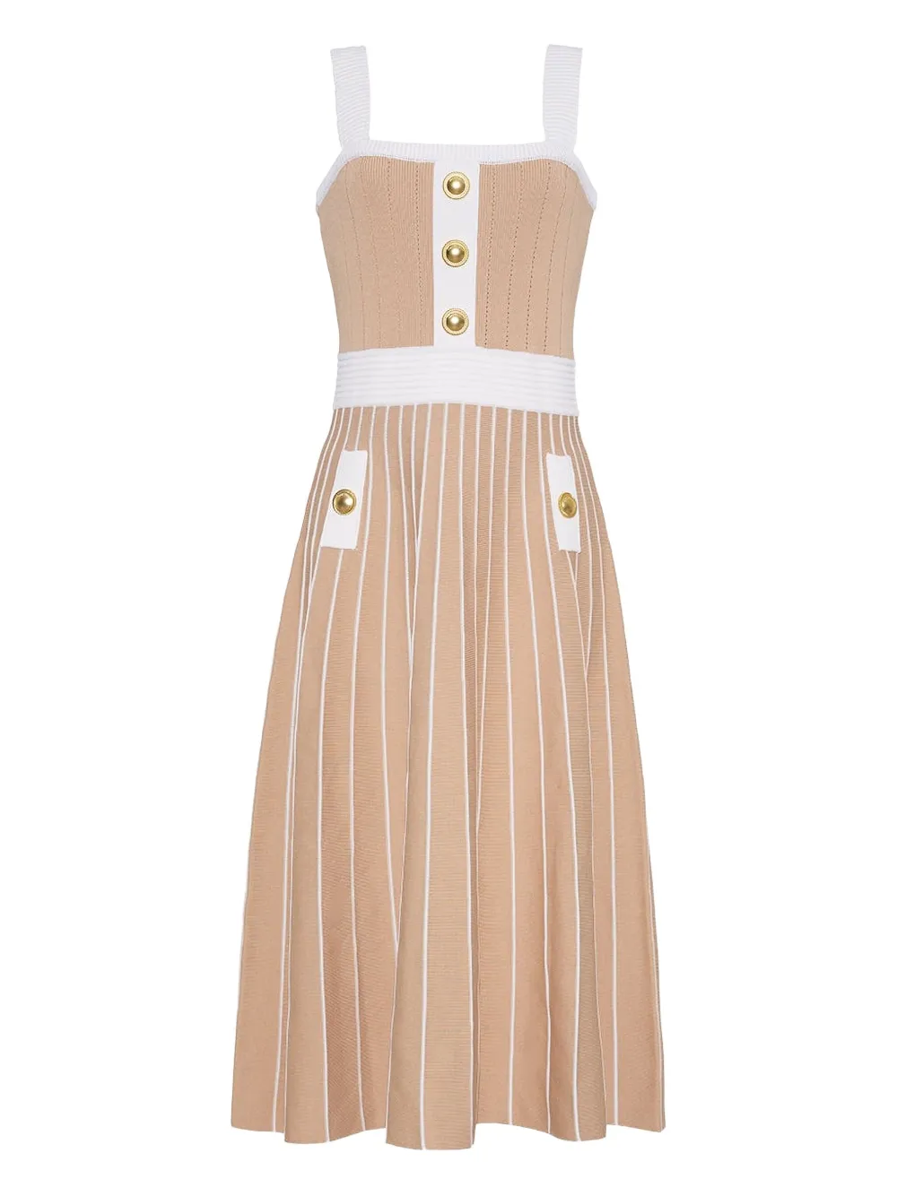 Cara Cara Aurora striped button-detailed midi dress - Toni neutri