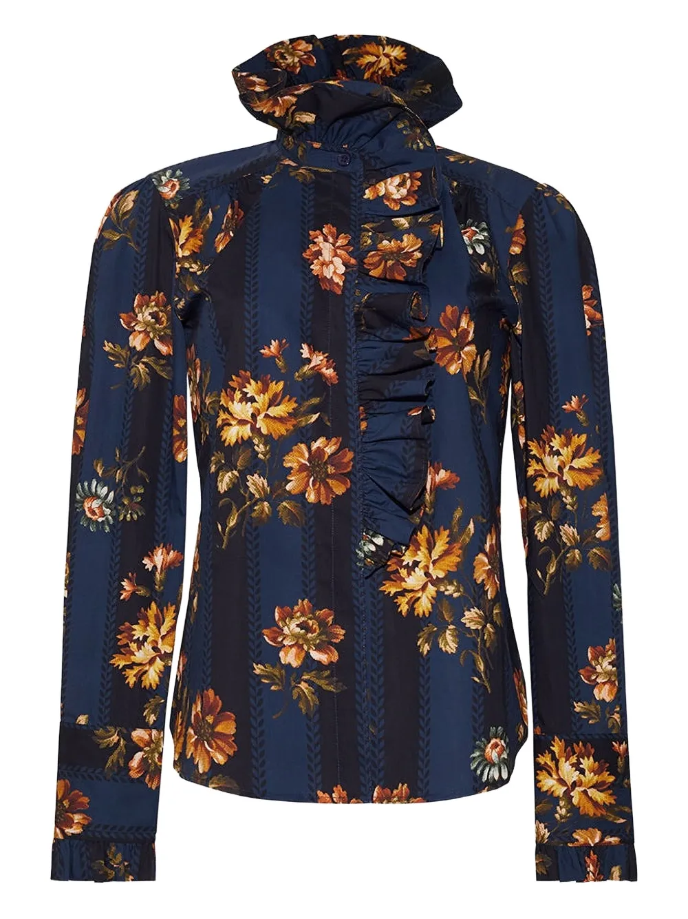 Cara Cara Anne Floral-print Ruffled Blouse In Blue