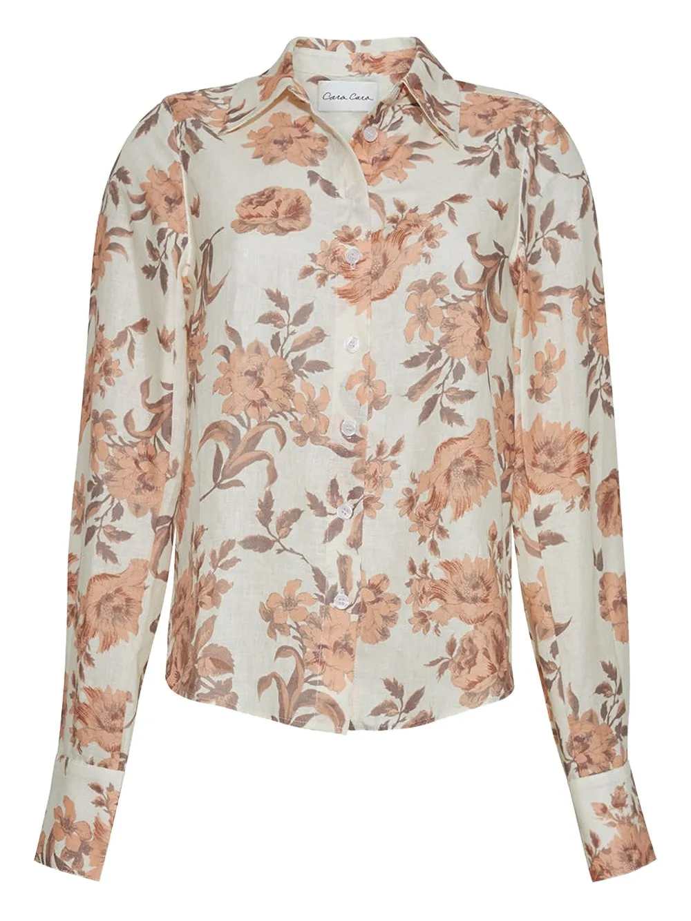Cara Cara Perfect Floral-print Linen Shirt In Neutral