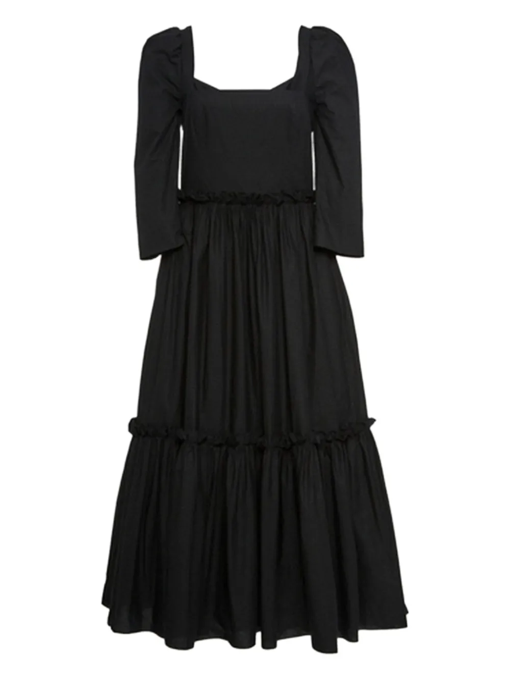 Cara Cara puff-sleeve tiered dress - Nero