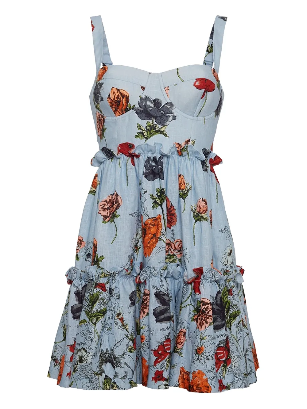 Cara Cara Audrey floral-print tiered mini dress - Blu