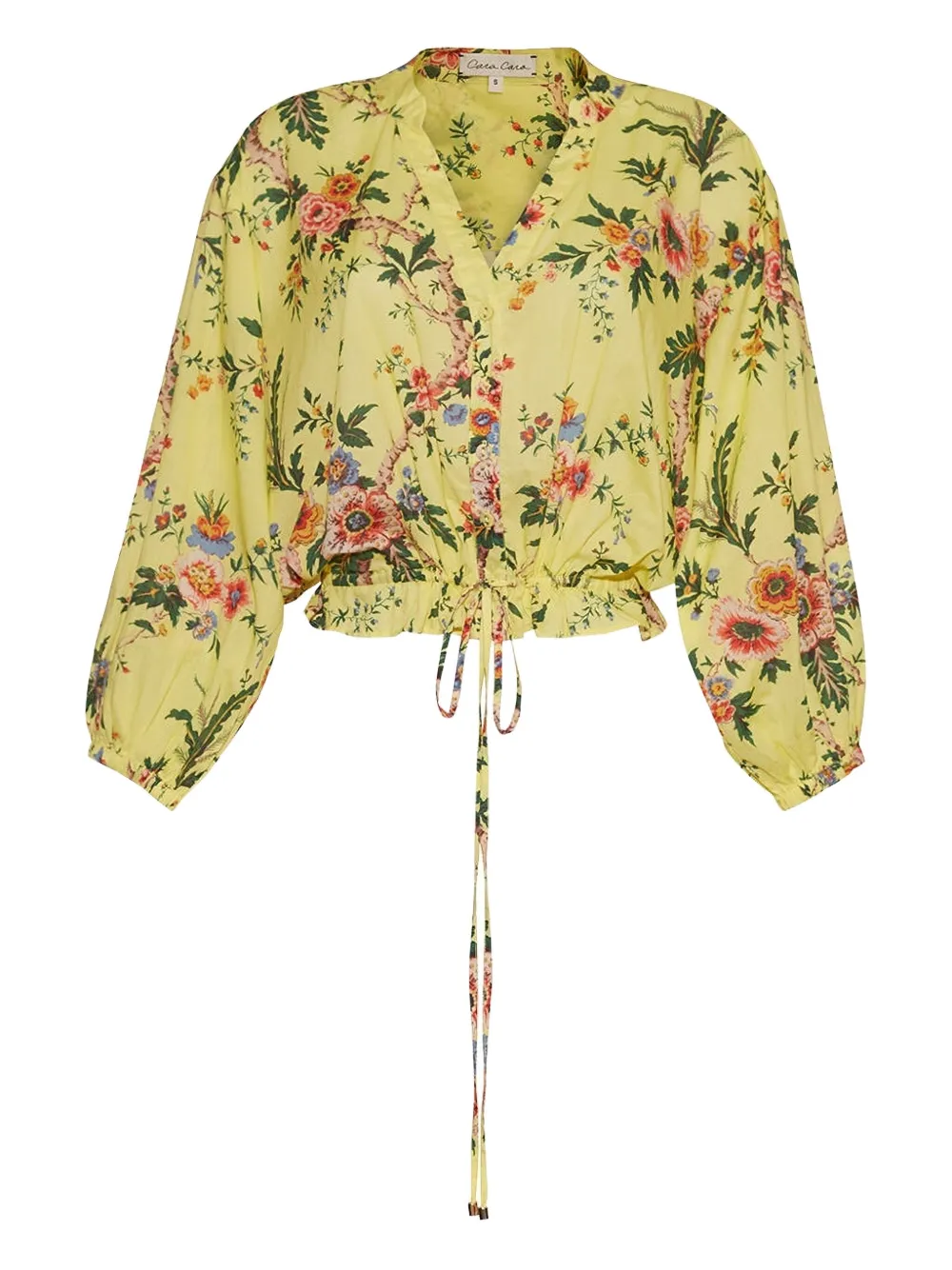 Cara Cara Perrin Floral-print Drawstring Top In Yellow