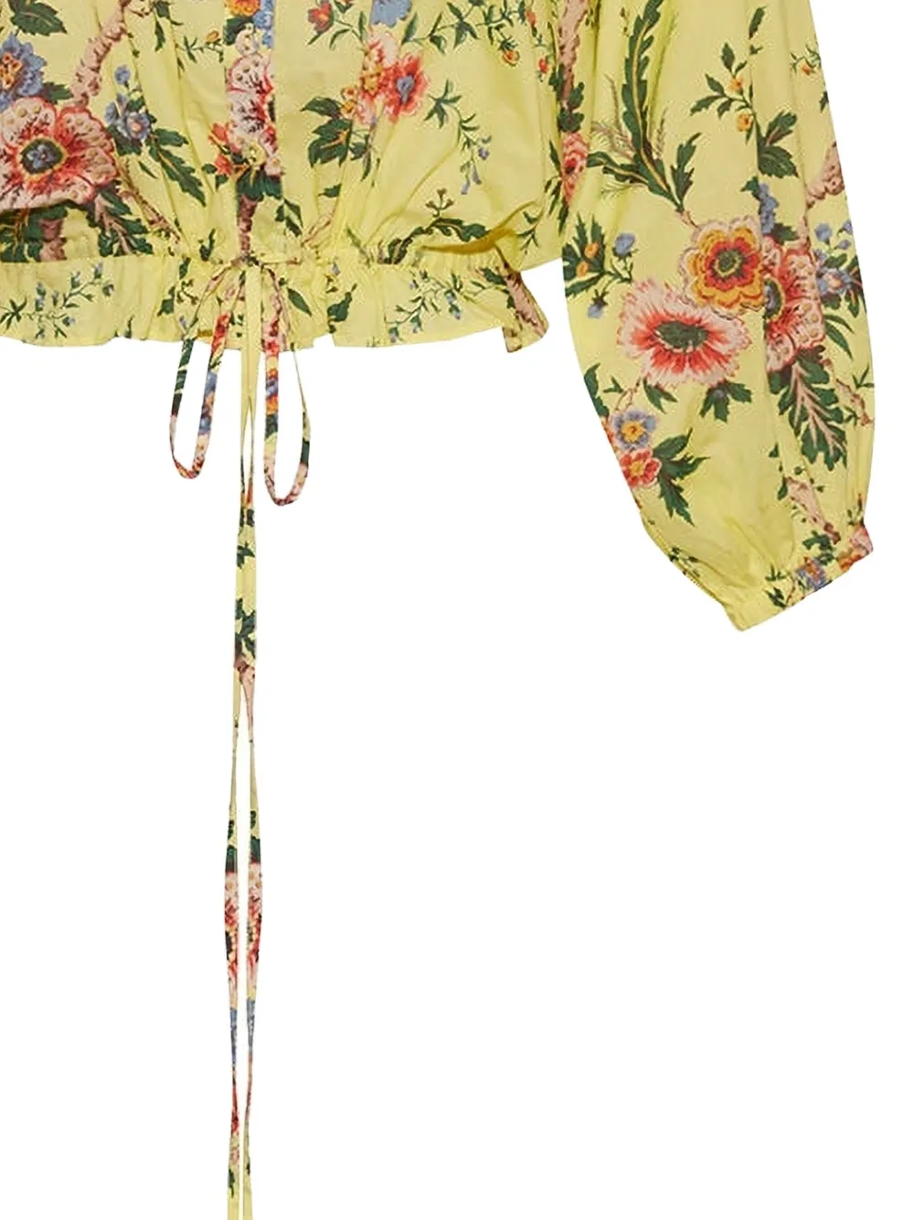  Cara Cara Perrin Floral-print Drawstring Top - Yellow 