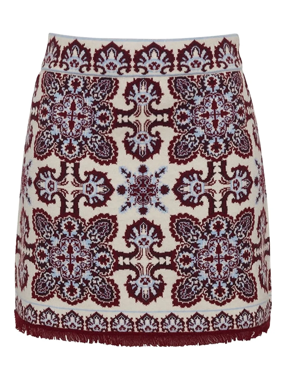 Cara Cara Lindy Ornate-print Fringed-hem Mini Skirt In Animal Print