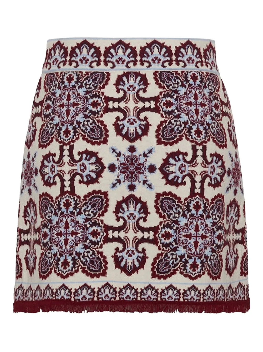 Cara Lindy mini-rok met franje afwerking en print Beige