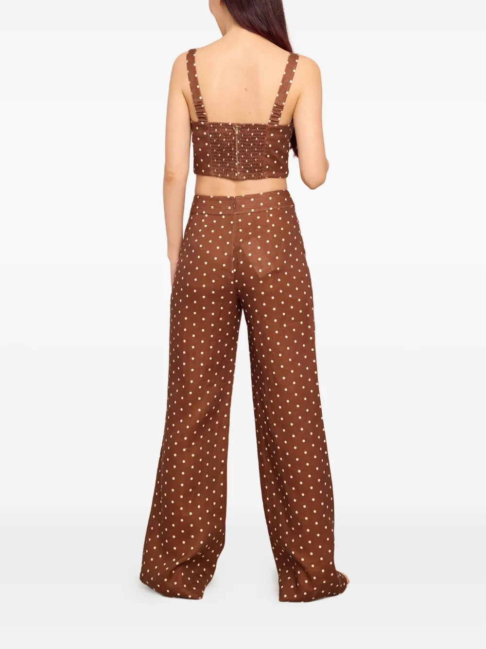  Cara Cara Josephine Polka-dot Linen Trousers - Brown 