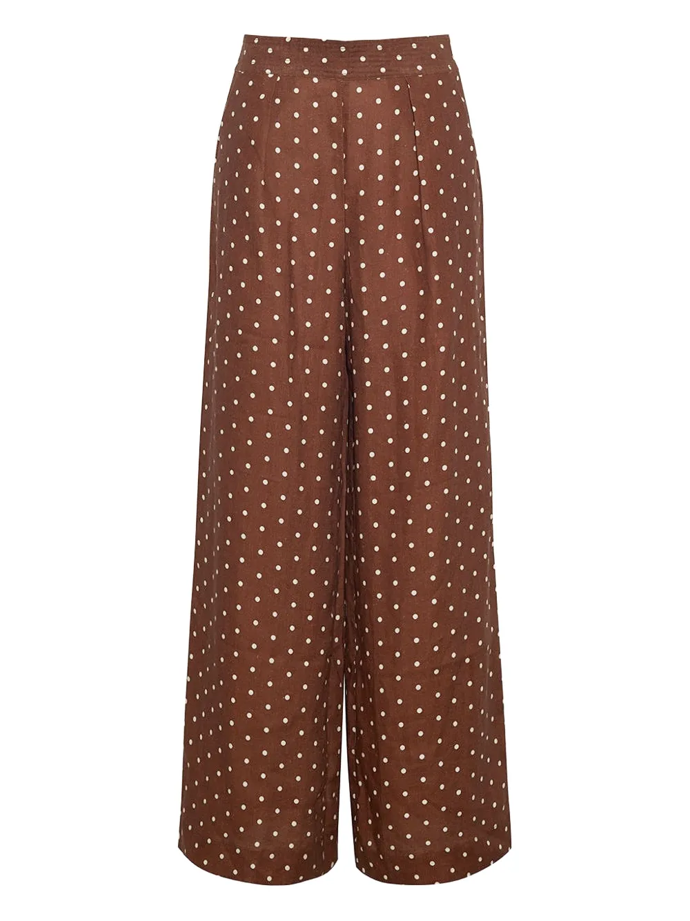 Cara Cara Josephine polka-dot linen trousers | Brown | Image 1