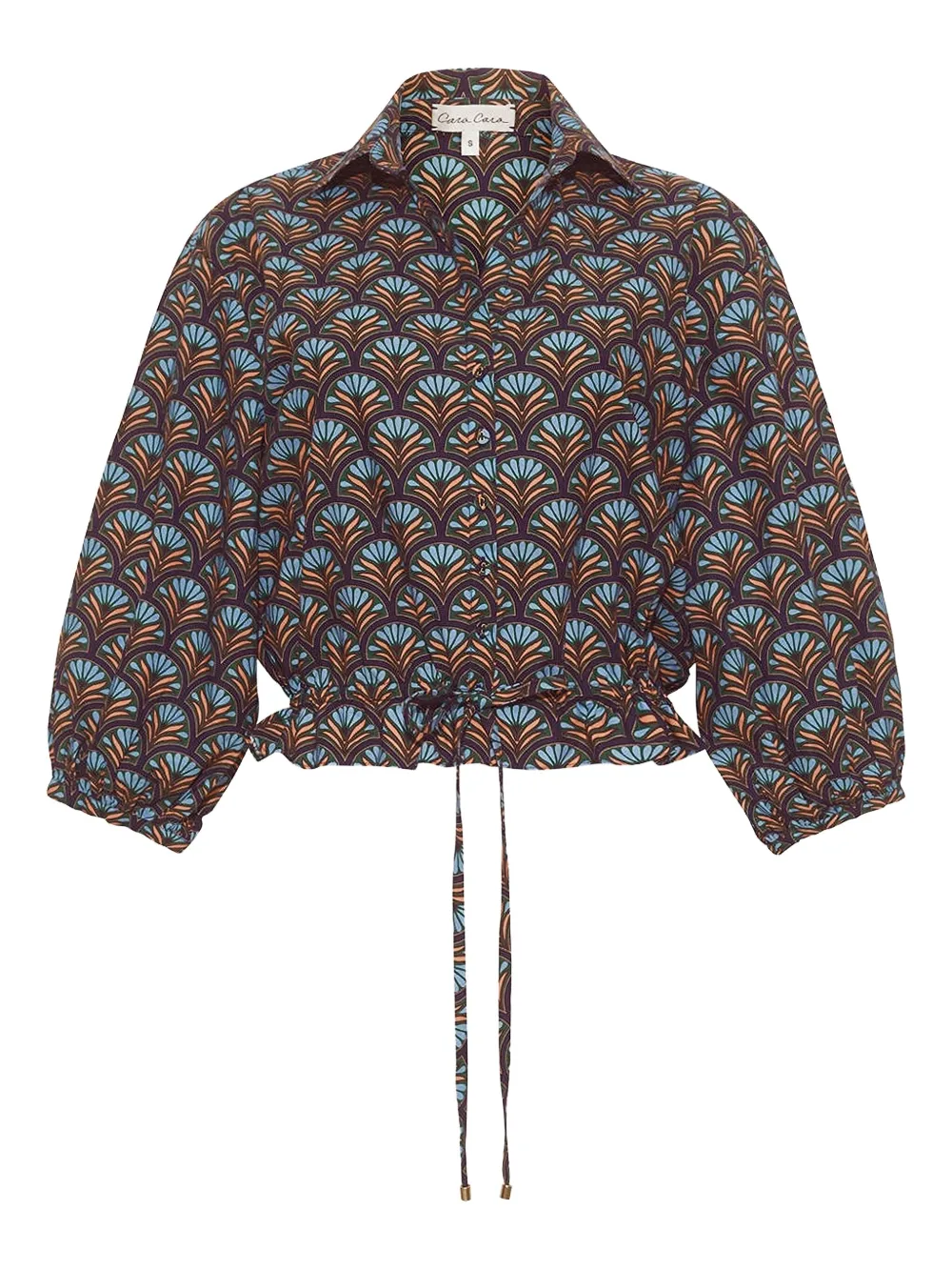 Cara Cara Hutton shell-print drawstring blouse - Blu