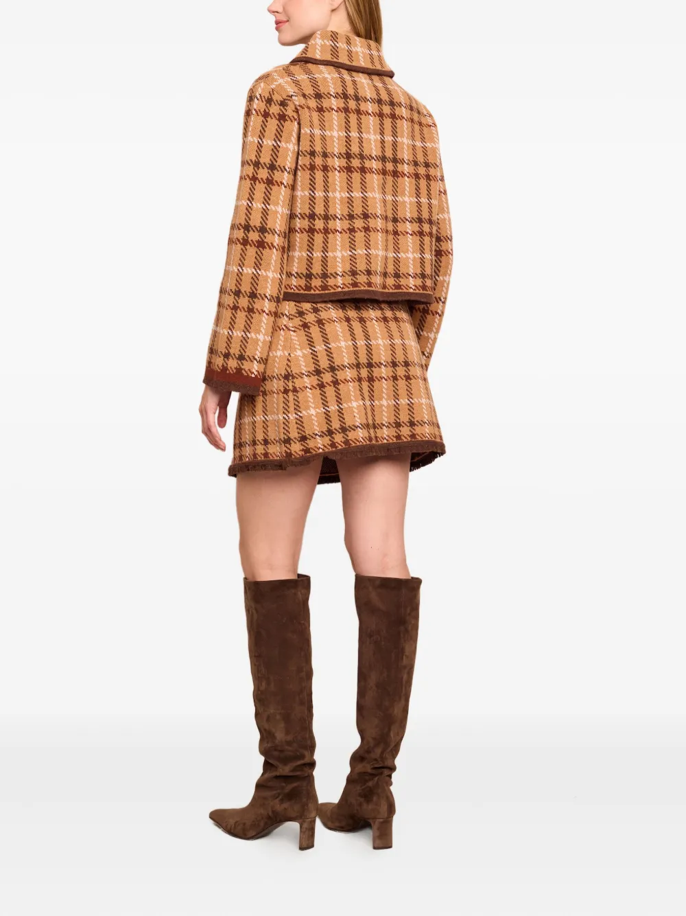 Cara Cara Jodi Plaid Wrap Skirt In Brown
