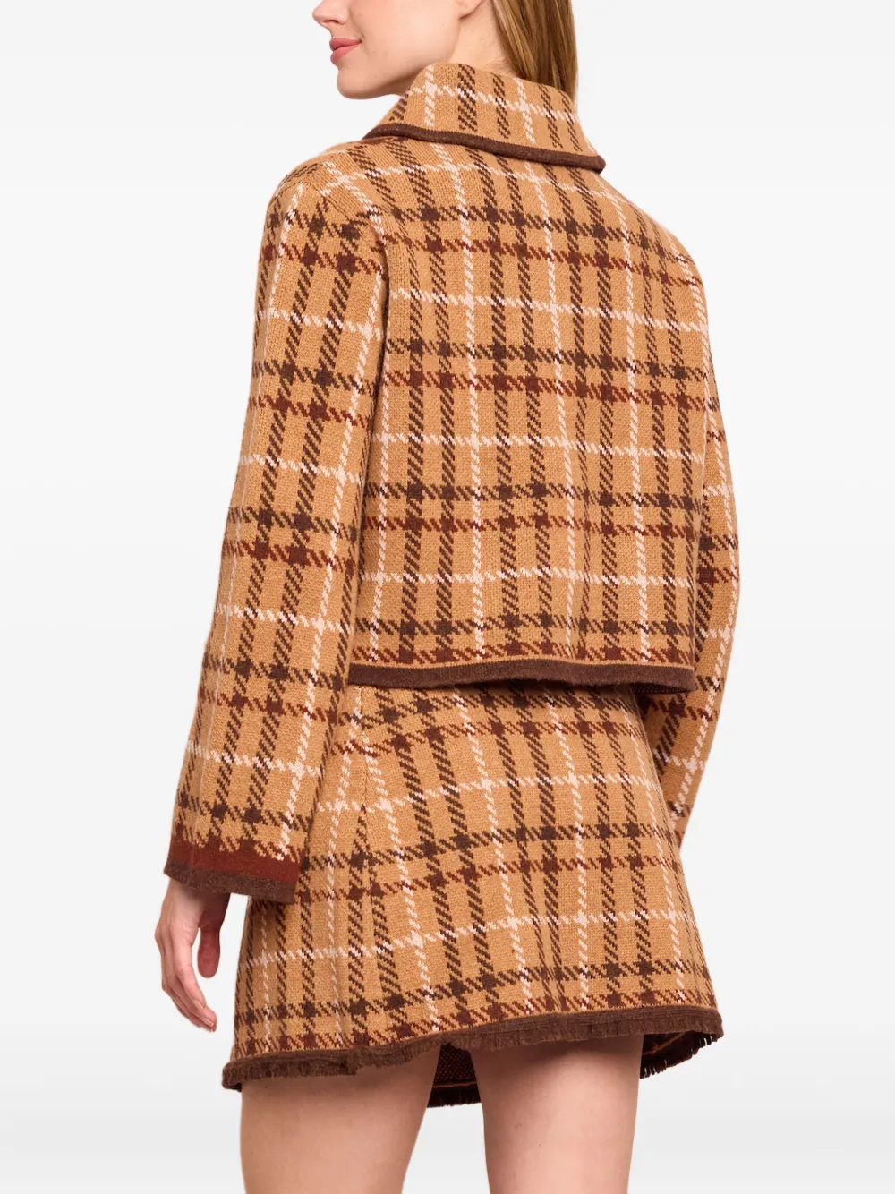 Delilah Plaid-Jacquard Cardigan