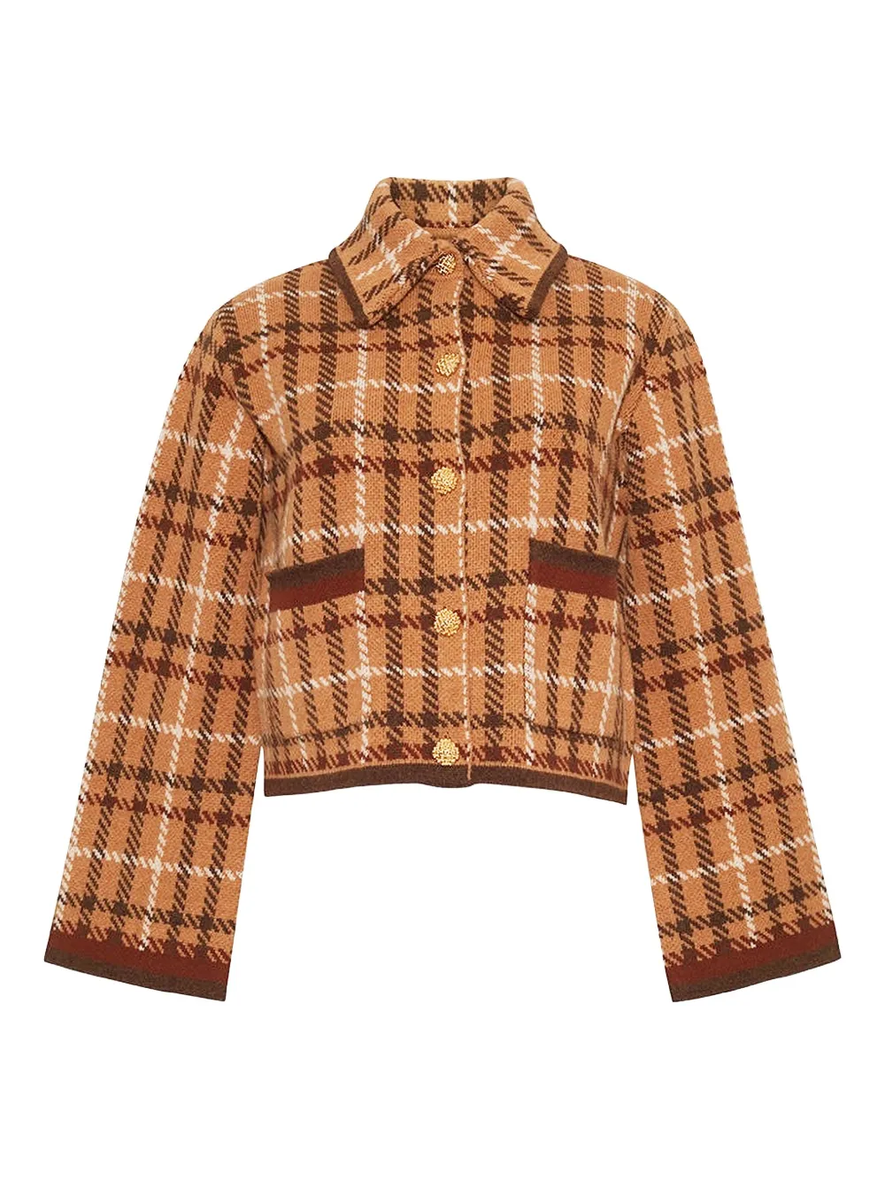 Cara Cara Cardigan Delilah a quadri jacquard - Marrone