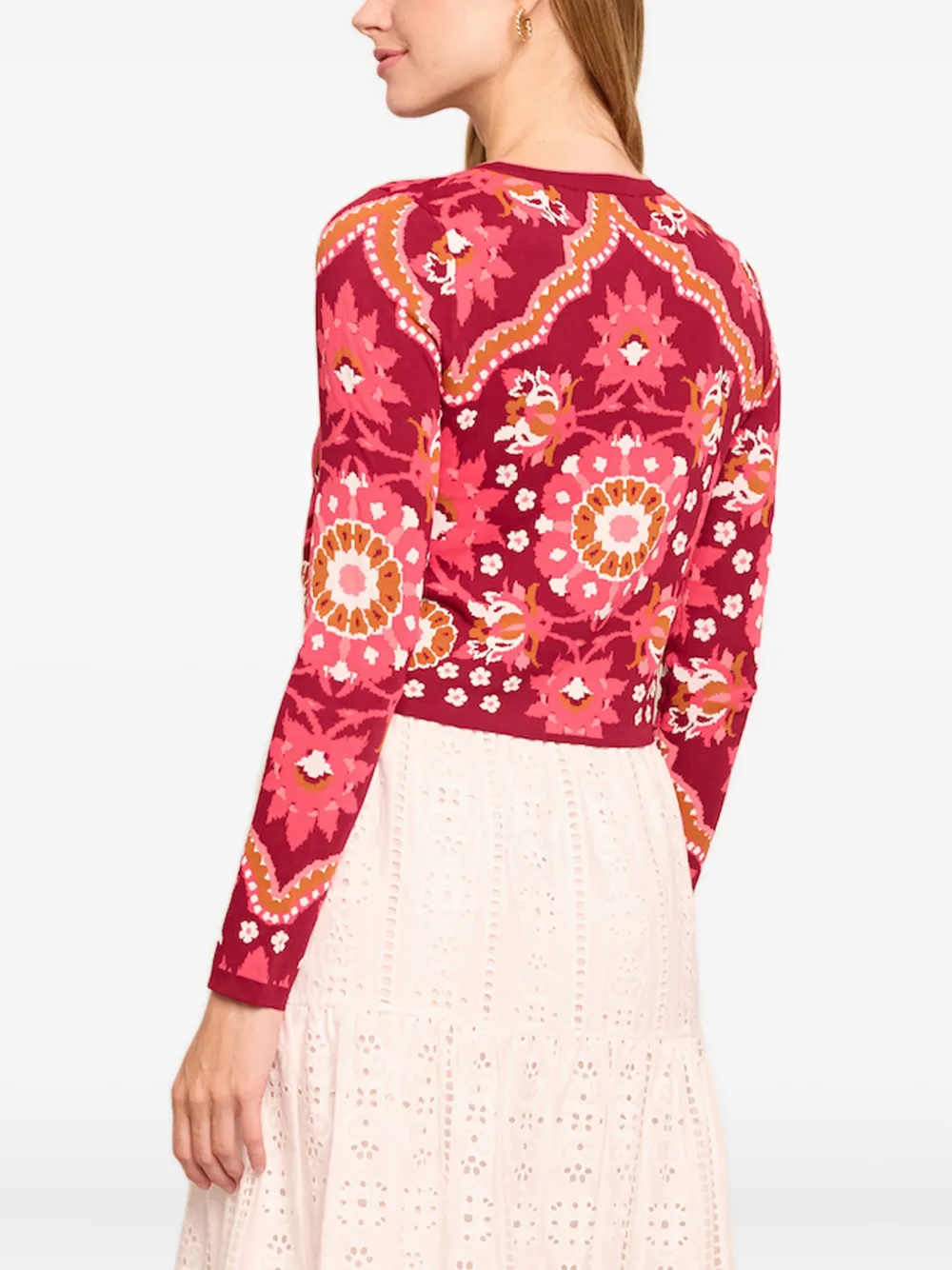  Cara Cara Ila Floral-jacquard Cardigan - Red 