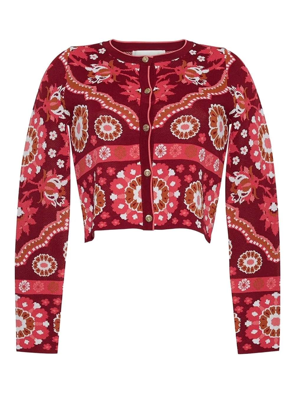 Cara Cara Cardigan Ila a fiori jacquard - Rosso