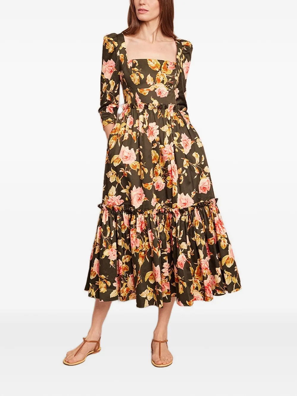 Floral-Print Tiered Dress