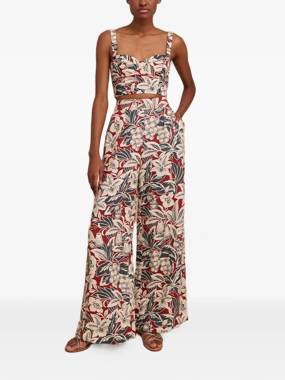 Cara Cara tropical-print linen trousers | Wide-Leg Pants | Image 2